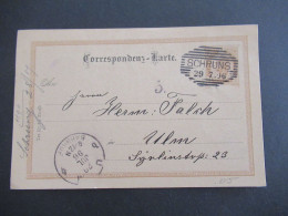 Österreich 1896 GA 2 Kreuzer Strichstempel Schruns - Ulm Mit Ank. Stempel K1 Ulm Bahnhof - Tarjetas