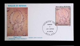 CL, FDC, 1 Er Jour, Wallis Et Futuna, France, Poste Aérienne, Mata-Utu, 30 Juin 84, Hommage à Jean Cocteau, Pégase 1957 - Covers & Documents