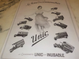 ANCIENNE PUBLICITE LA REINE DES CAMIONNETTES UNIC    1923 - Trucks