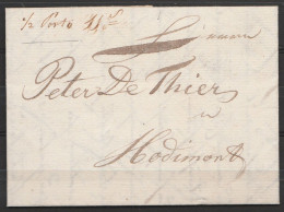 L. Datée 28 Juin 1806 De ULHM Pour HODIMONT - Manuscrit."1/2 Porto 11s" - 1794-1814 (Période Française)