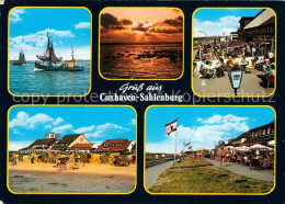 73293703 Sahlenburg Fischkutter Strandcafe Sonnenuntergang Promenade Sahlenburg - Cuxhaven