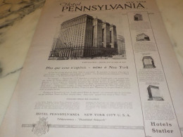 ANCIENNE PUBLICITE HOTEL PENNSYLVANIA NEW YORK 1921 - Pubblicitari