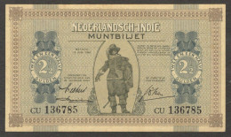 Netherlands East Indies 2 1/2 2.5 Gulden Muntbiljet 1940 P-109 XF+ To AUNC - Indonesië
