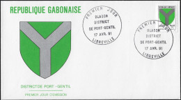 Gabon 1991 Y&T 696 Sur FDC  Blasons VI, Armoiries Du District De Port-Gentil - Enveloppes