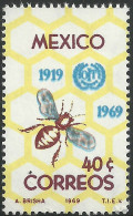 1969 MÉXICO ORGANIZACIÓN INTERNACIONAL DEL TRABAJO "OIT" Sc. 1006 MNH Honeycomb, Bee And "ILO" Emblem - Mexico