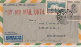Brasilien Luftpostbrief Mit 2 Marken Von Sao Paulo Nach Berlin Pankow 1948 - Briefe U. Dokumente