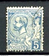 MONACO - 13 - 5c Bleu Albert 1er - Oblitéré - 1 Dent Courte - Beau. - Used Stamps