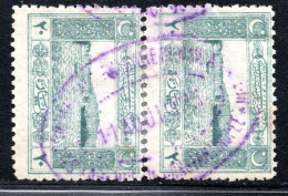 2625. TURKEY IN ASIA 1922 20 P. REJOINED PAIR, VERY NICE MARITIME POSTMARK. - 1920-21 Anatolia