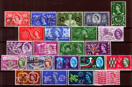Great Britain - GB / UK / QEII. 1953 - 1963 ⁕ Queen Elizabeth II. ⁕ 22v Used Stamps / Unchecked - Usados