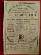 PUB 1884 - Lits Meubles Fer F Grandet Rue Ste Catherine 33 Bordeaux, Machines Agricoles Merlin 18 Vierzon - Publicités