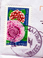 TIMBRE " DAHLIA " AUTO-ADHESIF OBLITÉRÉ CACHET ROND SUR ENVELOPPE _T2307 - Brieven En Documenten