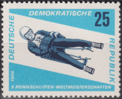 1966 DDR, ** Mi:DD 1158, Yt:DD 855, Herren-Einsitzer, Weltmeisterschaft Im Rennschlittensport, Friedrichroda - Wintersport (Sonstige)