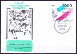 Mexico 1986 Cover, Brasil Vs Spain WC Football Socrates Headbutt, Brazil Won 1-0 - 1986 – Mexico