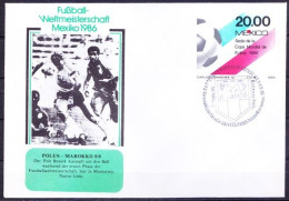 Mexico 1986 Cover, WC Football Poland Vs Morocco Final Score 0-0, Soccer, Sports - 1986 – Mexiko