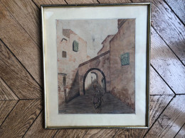 ORIENTALISME - Peintre Voyageur - 1949 - Aquarelle Gouachée -  Tripoli Vieille Ville - Marika ABRAVANEL - Acuarelas