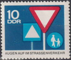 1966 DDR, ** Mi:DD 1169, Yt:DD 866, Verkehrszeichen, Verkehrssicherheit - Unfälle Und Verkehrssicherheit