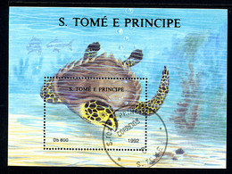 SAINT-THOMAS ET PRINCE SAO TOME E PRINCIPE 1992,  Yv. 123, TORTUE MARINE, 1 Bloc Oblitéré / Used. R672 - Tortues