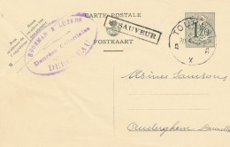 Entier 1Fr20 Griffe St Sauveur Via Tournai 29.mai 1953 Vers Auderghem  - Tarjetas 1951-..