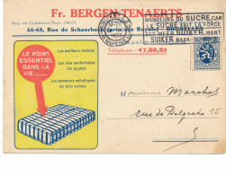 285 Sur Carte – Publicité Fr Bergen_Tenaerts Matelas, Lits Anglais – Bruxelles 1933 - 1929-1937 Heraldischer Löwe