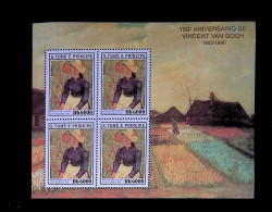 CL, Bloc-feuillet 4 Timbres, Sao Tomè E Principe, 150 E Aniversario De Vincent Van Gogh, Joven Camponesa, Neuf - São Tomé Und Príncipe