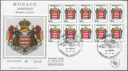 Monaco 1987 Y&T 1613 Sur Enveloppe Premier Jour. Panneau De Carnet. Armoiries Stylisées - Covers