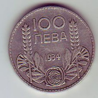 (Monnaies). Bulgarie. Bulgaria. 100 Leva 1934 Argent Silver - Bulgaria