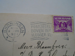 D201648    Netherlands -   Postzegel Rechts-boven In Den Hoek - Vlugger Verzending Groningen  1931 - Poststempel