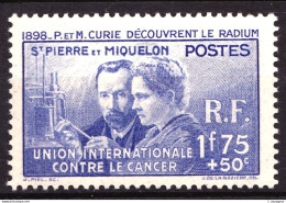 SPM - 166 - P. Et M. Curie - Neuf N* - Très Beau - Unused Stamps