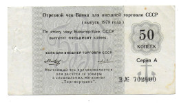 (Billets).Russie Russia USSR Vneshposiltorg Vneshtorgbank 50K 1978 Ancre Serie V N° 702400. Foreign Exchange Certificate - Russland
