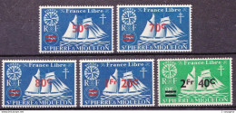 SPM - 315 à 319 - Série De Londres Surchargée - 5 Valeurs - Neufs N** - Très Beaux - Unused Stamps