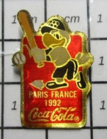 718C Pin's Pins / Beau Et Rare / SPORTS / BASEBALL PARIS FRANCE 1992 COCA-COLA AIGLE A TETE DE PERROQUET - Honkbal