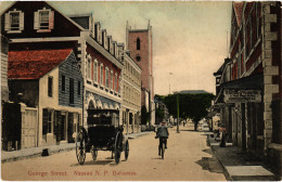 PC BAHAMAS CARIBBEAN NASSAU GEORGE STREET Vintage Postcard (b52205) - Bahamas