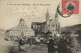 PC HAITI CARIBBEAN PORT-au-PRINCE DEUX CATHEDRALES Vintage Postcard (b52069) - Haití