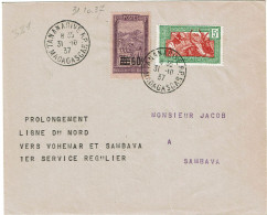 REF CTN89/MD - MADAGASCAR LETTRE AVION 31/10/1937 PROLONGEMENT LIGNE NORD - Lettres & Documents