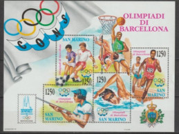 SAN MARINO - 1992 - LIVRAISON GRATUITE A PARTIR DE 5 EUR D'ACHAT - JEUX OLYMPIQUES BARCELONE -FEUILLET YVERT N°18 ** MNH - Blocks & Kleinbögen