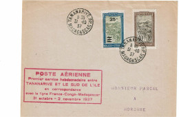 REF CTN89/MD - MADAGASCAR LETTRE AVION 31/10/1937 1er SERVICE HEBDOMADAIRE - Storia Postale