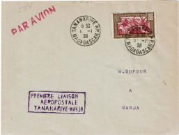 REF CTN89/MD - MADAGASCAR LETTRE AVION 1/1/1938 1ere LIAISON AEROPOSTALE - Covers & Documents