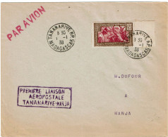 REF CTN89/MD - MADAGASCAR LETTRE AVION 1/1/1938 1ere LIAISON AEROPOSTALE - Lettres & Documents
