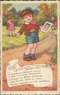 CASTELLI SIGNED 1930s POSTCARD - KIDS & MUSIC & FLOWERS - LA CANZONE DELLA FELICITA' - EDIZ. CARISH / DEGAMI 93 (5208) - Castelli