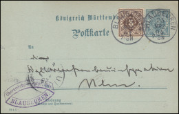 Württemberg DP 3/04 Dienstsache DV 22 4 3 Mit Zufr., BLAUBEUREN 25.3.1904 - Enteros Postales