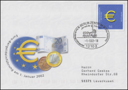 USo 33I Euro-Bargeldeinführung, SSt Berlin Zahlungsmittel Euro & Quadriga 1.3.02 - Sobres - Nuevos