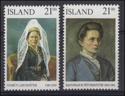 Island: Berühmte Isländer Gudrun Larusdottir Und R. Petursdottir, 2 Werte ** - Berühmte Frauen