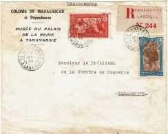 REF CTN89/MD - MADAGASCAR LETTRE RECOMMANDEE 7/1/1938 TANANARIVE POUR VILLE - Cartas & Documentos
