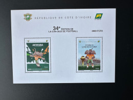 Côte D'Ivoire Ivory Coast 2024 Mi. Bl. ? S/S Bloc CAN Football Soccer Africa Cup Fußball Elephant Elefant Faune Fauna - Elephants