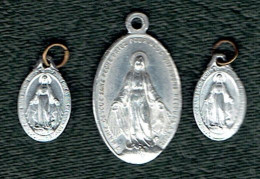 Lot De 3 Médailles De La Vierge Marie Dites "Médailles Miraculeuses" - Religious Art