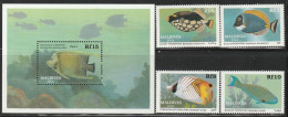 MALDIVES - N°1203/6+Bloc N°152 ** (1989) Faune Marine - Malediven (1965-...)