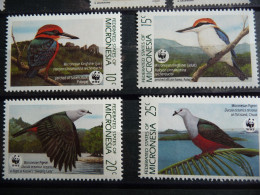 (8) Micronesia 1990 WWF, Birds 4v, MNH, Nature - Birds - World Wildlife Fund (WWF) - Kingfishers - Pigeons - Micronesia