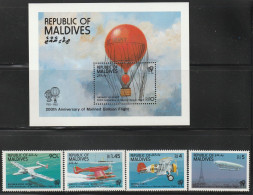 MALDIVES - N°915/8+Bloc N°86 ** (1983) Aviation - Malediven (1965-...)