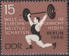 1966 DDR, ** Mi:DD 1210, Yt:DD 905, Gewichtheber-Europameisterschaften, Reissen - Gewichtheffen