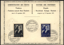Belgien Sonderkarte Musik Königin Elisabeth Queen Elisabeth 1937 - Altri & Non Classificati